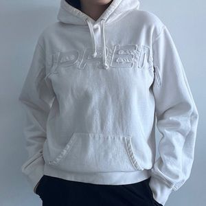 Supreme Set In Logo White Hoodie